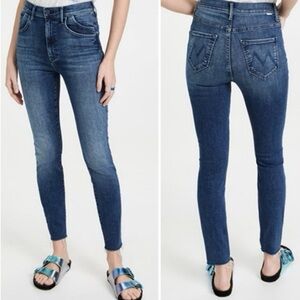 MOTHER The Stash Swooner Ankle Fray Jeans Chick Flick Wash Size 24 Skinny